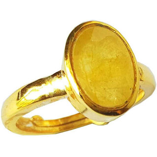                       NATURAL YELLOW SAPPHIRE (PUKHRAJ) GOLD PLATED ADJUSTABLE RING                                              