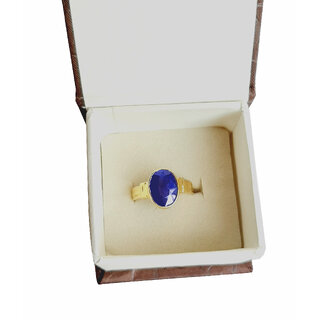                       NATURAL BLUE SAPPHIRE(NEELAM) GOLD PLATED ADJUSTABLE RING                                              