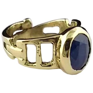                       NATURAL BLUE SAPPHIRE (NEELAM) STONE WITH PANCHDHATU ADJUSTABLE RING                                              