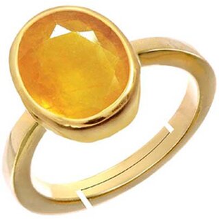                      NATURAL YELLOW SAPPHIRE (PUKHRAJ) STONE WITH PANCHDHATU ADJUSTABLE RING                                              