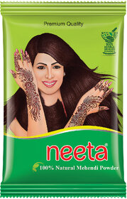 Neeta 100 Natural Mehendi Powder Premium Quality Pure Henna powder 100g ,Natural Brown (Pack OF 3)