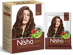 Nisha Henna Based Hair Colour for Women & Men Dark Brown, 60g | 100% Pure Henna-Based Powder