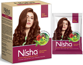 Nisha Henna Based Hair Colour for Women & Men Red Brown 90g | 100% Pure Henna-Based Powder