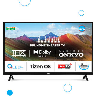                       BPL 80 cm (32 inches), QLED Hometheatre Onkyo Tizen TV with THX Certified, Sound by Onkyo, Dolby Audio, Black, 32QF8540                                              