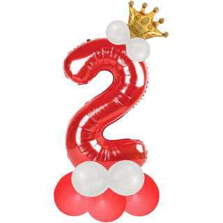                      Party Bird Solid Red Number 2/ Two Foil Toy Balloons Set 32 Inch Birthday Party  Anniversary Decoration for Girls/ Boys                                              