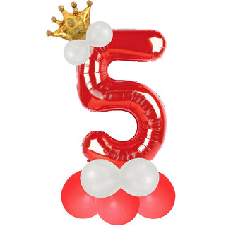                       Party Bird Solid Red Number 5/ Five Foil Toy Balloons Set 32Inch Birthday Party  Anniversary Decoration for Girls/ Boys                                              