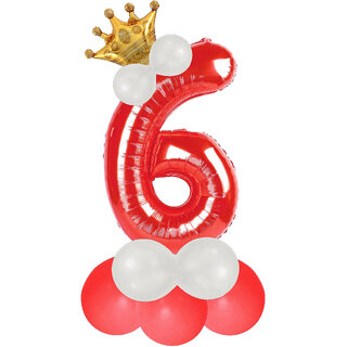                       Party Bird Solid Red Number 6/ Six Foil Toy Balloons Set 32 Inch Birthday Party  Anniversary Decoration for Girls/ Boys                                              