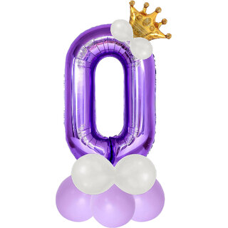                       Party Bird Solid Purple Number 0 Zero Foil Toy Balloons Set 32 Inch Birthday Party  Anniversary Decoration Girls/ Boys                                              