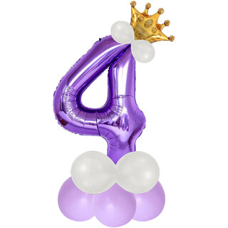                       Party Bird Solid Purple Number 4/ Four Foil Toy Balloons 32 Inch Birthday Party  Anniversary Decoration for Girls/ Boys                                              