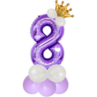                       Party Bird Solid Purple Number 8/Eight Foil Toy Balloons 32 Inch Birthday Party  Anniversary Decoration for Girls/ Boys                                              