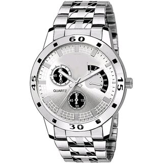                       Griffin Perfect Chronos Metallic Wrist Analog Watch Silver Dial Silver Strap for Men                                              