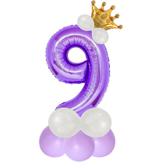                       Party Bird Solid Purple Number 9/Nine Foil Toy Balloons 32 Inch Birthday Party  Anniversary Decoration for Girls/ Boys                                              