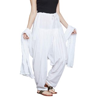                       Woman's Plain Cotton Salwar Free Size  Plain Patiala  SEMI Patiala Pants  Solid Cotton                                              
