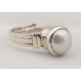 NATURAL PEARL (MOTI) STONE 92.5 PURE SILVER ADJUSTABLE RING NATURAL PEARL (MOTI) STONE 92.5 PURE SILVER ADJUSTABLE RING