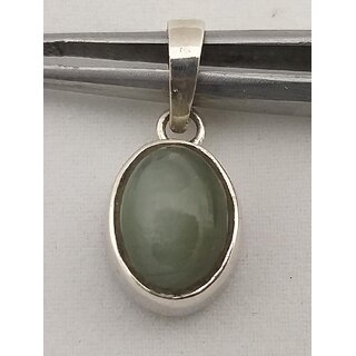                       NATURAL CATS EYE (LESUNIA) STONE 92.5 PURE SILVER PENDENT                                              