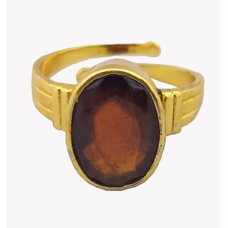                       NATURAL GARNET (gomed) STONE WITH PANCHDHATU ADJUSTABLE RING                                              