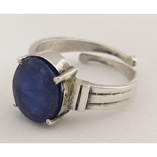                       NATURAL BLUE SAPPHIRE (NEELAM) STONE 92.5 PURE SILVER ADJUSTABLE RING                                              