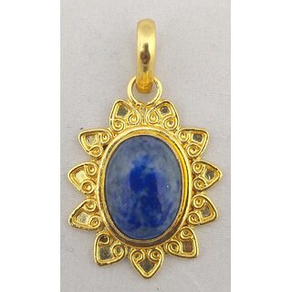                       Natural Lapis Lazuli Stone With Panchdhatu Gold Plated Pendent                                              