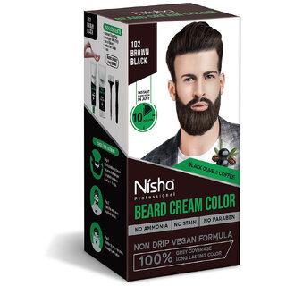                       Nisha Beard Colour for Men (40gm) - Brown Black, No Stain & Quick color in 10 Minute                                              