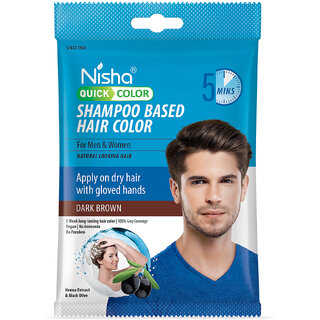 Nisha Quick Color Shampoo Hair Color,100% Grey Coverage,For Men & Women, Dark Brown , 20ml Each (Pack OF 8) Nisha Quick Color Shampoo Hair Color,100% Grey Coverage,For Men & Women, Dark Brown , 20ml Each (Pack OF 8)