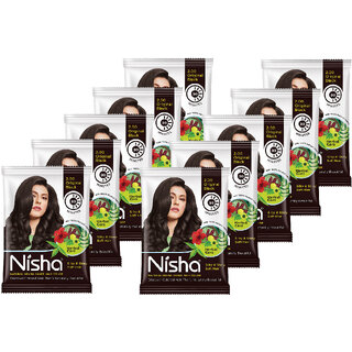 Nisha Henna Based Hair Colour for Women & Men Original Black, 25g Each (Pack of 10) | 100% Pure Henna-Based Powder Nisha Henna Based Hair Colour for Women & Men Original Black, 25g Each (Pack of 10) | 100% Pure Henna-Based Powder