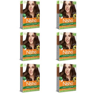                       Nisha Creme Hair Color for Women - Chocolate Blonde, 20g+20ml Box, Long-lasting, 100 Grey Coverage (Pack OF 6)                                              