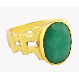                       NATURAL EMERALD (PANNA) STONE WITH PANCHDHATU ADJUSTABLE RING                                              