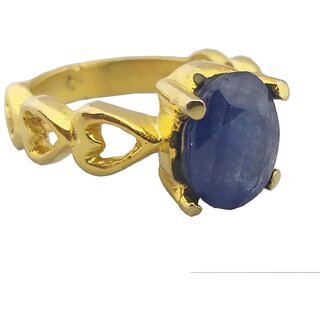                       NATURAL BLUE SAPPHIRE (NEELAM) STONE WITH PANCHDHATU ADJUSTABLE RING                                              