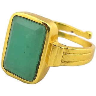                       NATURAL EMERALD (PANNA) STONE WITH PANCHDHATU ADJUSTABLE RING                                              