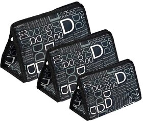 PRISMAXIC Polyester Set of 3 Synthetic Travel  Cosmetic Pouch Travelling Pouch Makeup kit Organizer Box Jewelry, Travel  Toiletry Pouch for Men  Women (Dark Black)