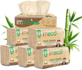 IMECO Bamboo Facial Tissue Papers ,100 Pulls (Pack of 6), 600 Pulls, 2 Ply, Premium, Soft, Biodegradable  Skin Safe