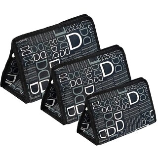                       PRISMAXIC Polyester Set of 3 Synthetic Travel  Cosmetic Pouch Travelling Pouch Makeup kit Organizer Box Jewelry, Travel  Toiletry Pouch for Men  Women (Dark Black)                                              