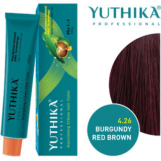                       Yuthika Professional Creme Hair Color 100gm Burgundy Red Brown 4.26                                              