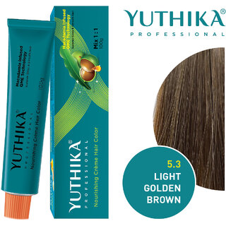                       Yuthika Professional Creme Hair Color 100gm Light Golden Brown 5.3                                              