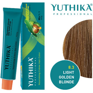                       Yuthika Professional Creme Hair Color 100gm Light Golden Blonde 8.3                                              