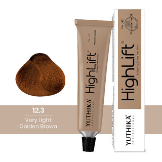                       Yuthika Professional High lift Creme Hair Colour 12.3 Very Light Golden Brown 50g | 100% Grey Coverage                                              