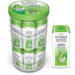                       Yuthika Aloe Vera Nourish Body Lotion Hydrating Moisturizer for Men & Women, 20ml Each (24 Pcs in Jar)                                              
