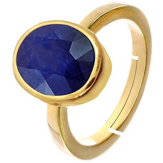                       NATURAL BLUE SAPPHIRE(NEELAM) GOLD PLATED ADJUSTABLE RING                                              