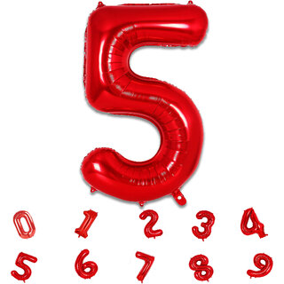                       Red Foil Number Balloons 5  32 Inch Helium Supported Birthday Decoration Balloons for Kids, Anniversary, Party, Baby                                              