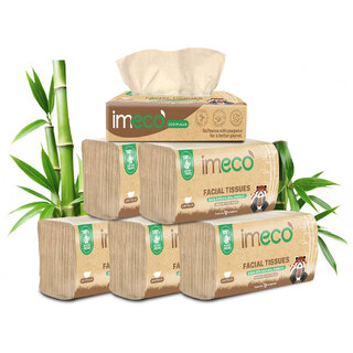 IMECO Bamboo Facial Tissue Papers 200 Pulls (Pack of 6), 1200 Pulls, 2 Ply, Premium Soft, Biodegradable Skin Safe IMECO Bamboo Facial Tissue Papers 200 Pulls (Pack of 6), 1200 Pulls, 2 Ply, Premium Soft, Biodegradable Skin Safe