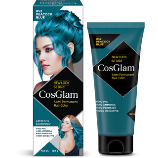                       Cosglam Semi Permanent Hair Color For Women  Men, (120g, #52 Peacock Blue)                                              