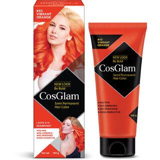                       Cosglam Semi Permanent Hair Color For Women  Men, (120g, #33 Vibrant Orange)                                              