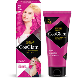                       Cosglam Semi Permanent Hair Color For Women  Men, (120g, #12 Hot Pink)                                              