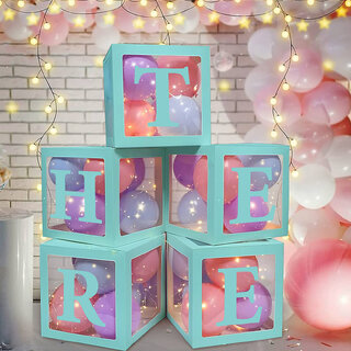 Balloon Box Three 3 Blue Transparent Balloon Boxes for 3rd Birthday Decoration Balloon Box Three 3 Blue Transparent Balloon Boxes for 3rd Birthday Decoration