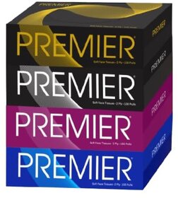 Premier Face Tissue Paper 2-Ply (100 Pulls Per Box, Pack of 4)