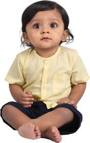 Kid Kupboard Cotton Baby Boys Shirt, Yellow, Half-Sleeves, 9-12 Months KIDS7787