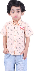 Kid Kupboard Cotton Baby Boys Shirt, Beige, Half-Sleeves, 3-4 Years KIDS7789