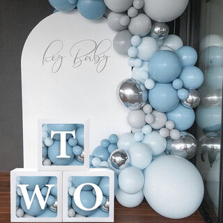                       Bubble Balloon Box TWO  White  2nd Birthday Decoration Kit  Pack of 3 Boxes for Party Dcor                                              