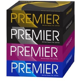 Premier Face Tissue Paper 2-Ply (100 Pulls Per Box, Pack of 4)