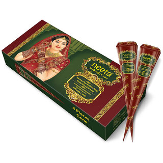 Ready to Use Mehendi Cone for Hand Design  4 Henna Cones (20g Each Cone)